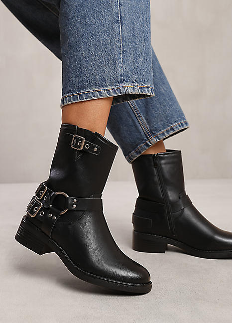 Where's That From Bode Wide Fit Ankle Boots with Buckle Detailing