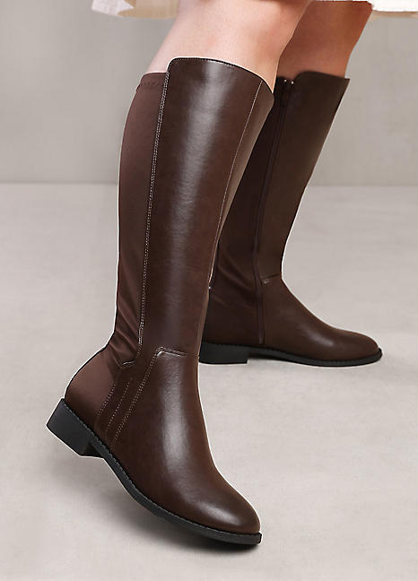 Faux leather knee high boots best sale