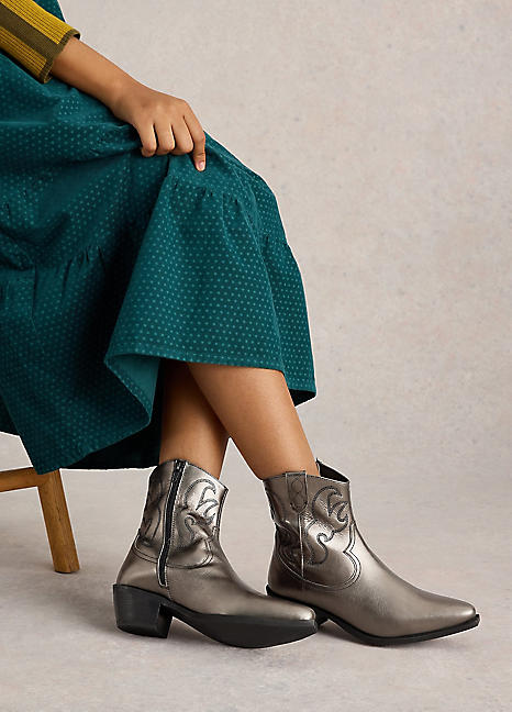 Metallic western booties hotsell