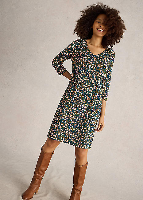 white stuff tallie jersey dress Tallie V Neck Jersey Dress in NAVY MULTI