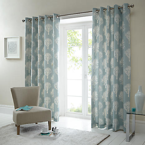 Woodland Trees Pair of Eyelet Lined Curtains | Freemans