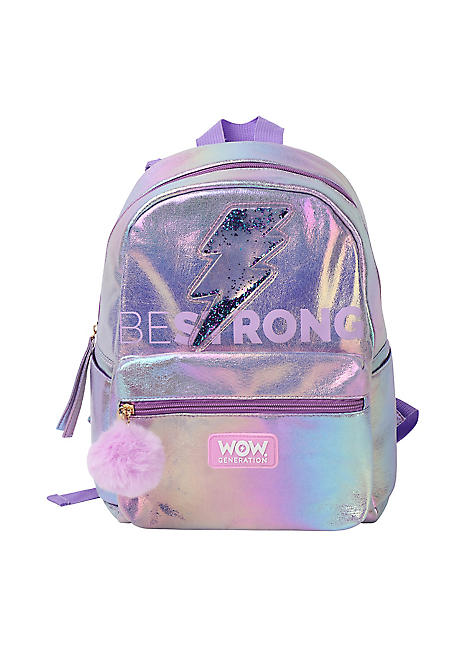 Pink holographic backpack hotsell