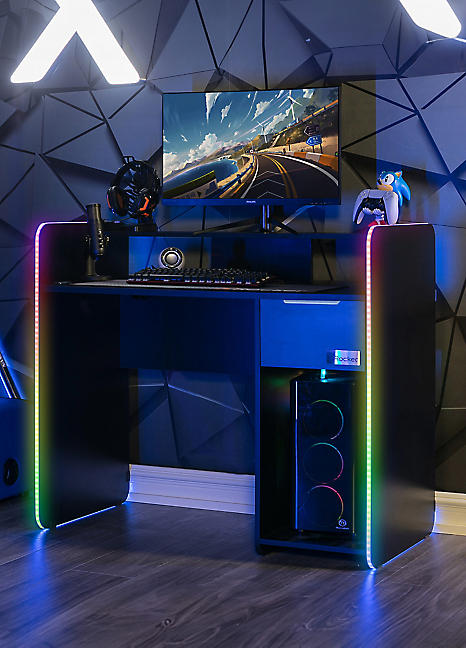 Led light gaming desk sales