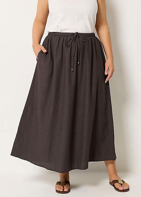 Yours Curve Linen Maxi Skirt | Freemans