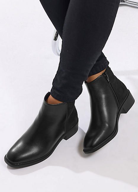 Yours Faux Leather Metal Trim Ankle Boots in Extra Wide Fit Freemans