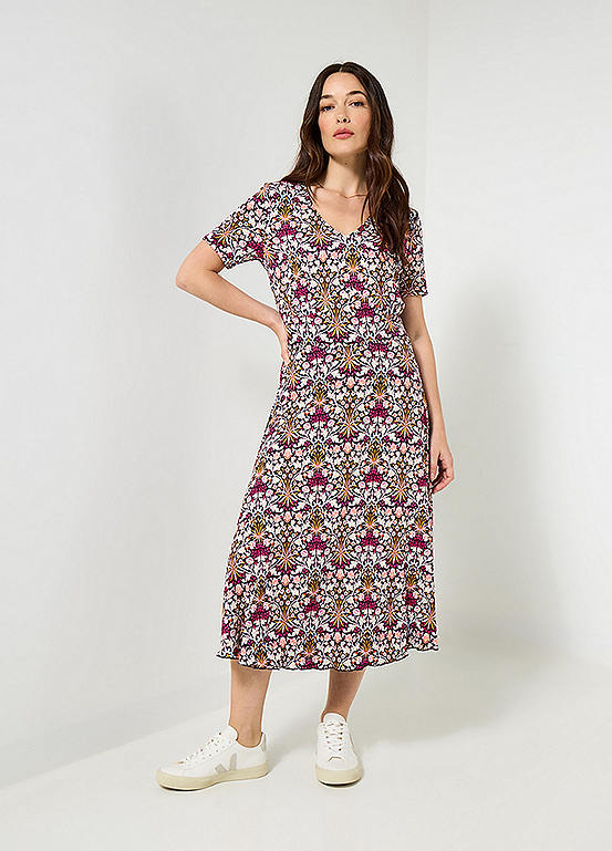 Joe Browns 2-In-1 Floral Print Radiant Reversible Jersey Dress - Plum