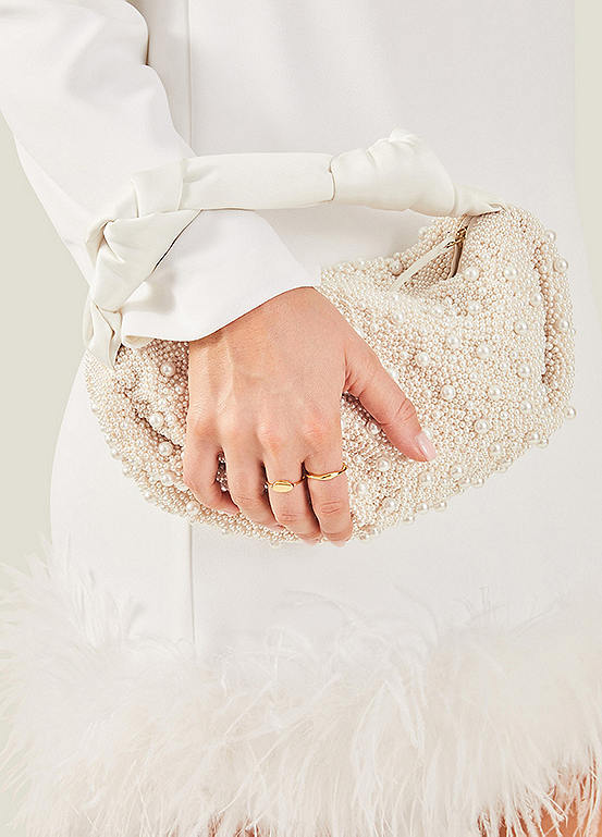 Accessorize Bridal Pearl Satin Bag Freemans
