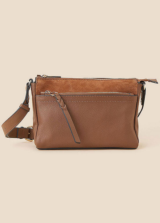 Accessorize Leather Double Zip Crossbody Bag Freemans