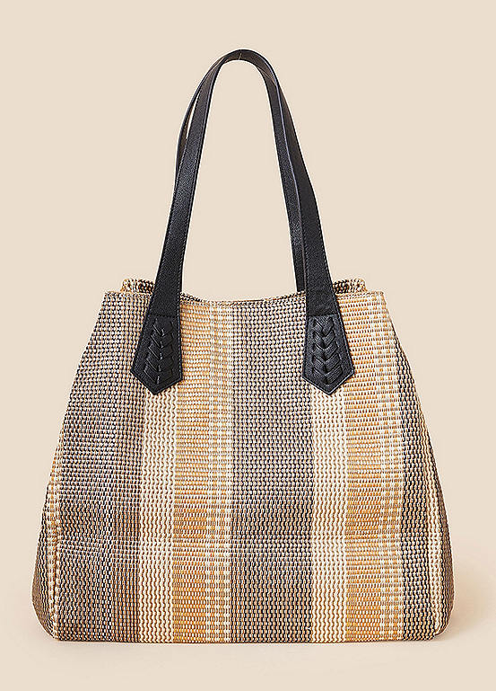 Accessorize Raffia Large Stripe Shoulder Bag Freemans