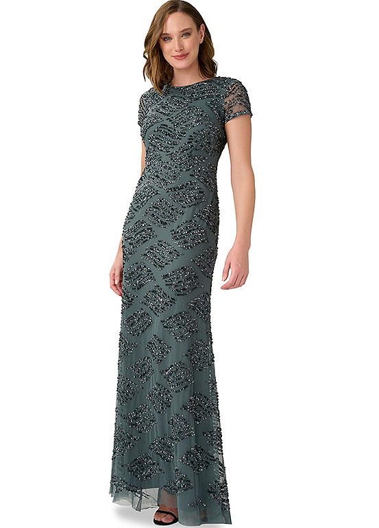 Adrianna Papell Beaded Cowl Back Gown | Freemans