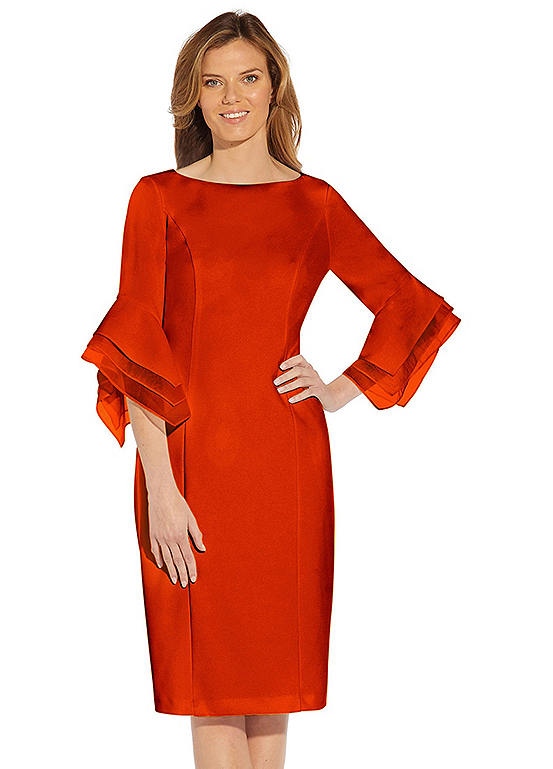 Adrianna Papell Knit Crepe Tiered Sleeve Dress Freemans 5293