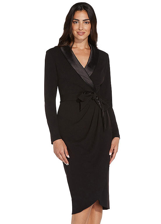 Adrianna Papell Knit Crepe Tuxedo Wrap Dress | Freemans