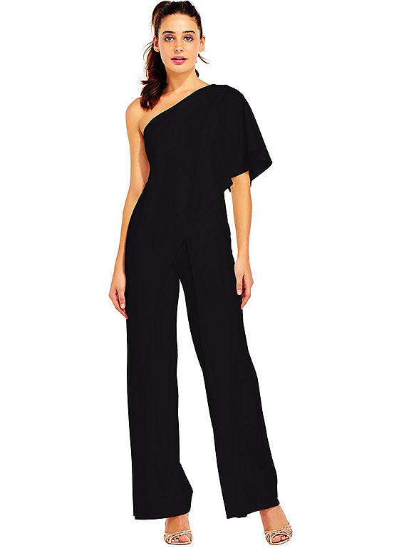 Adrianna Papell Women's Petite Embellished One Shoulder Jumpsuit Blue Size 8