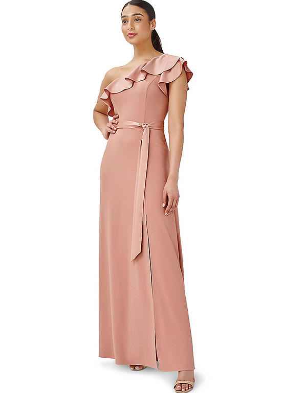 Adrianna Papell One Shoulder Satin Crepe Gown Freemans