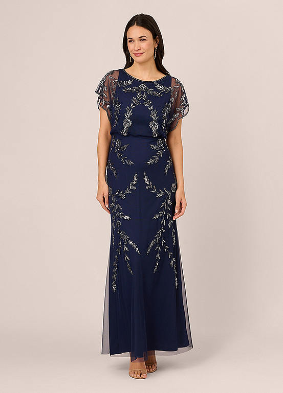 Adrianna Papell Papell Studio Beaded Flutter Blouson Gown | Freemans