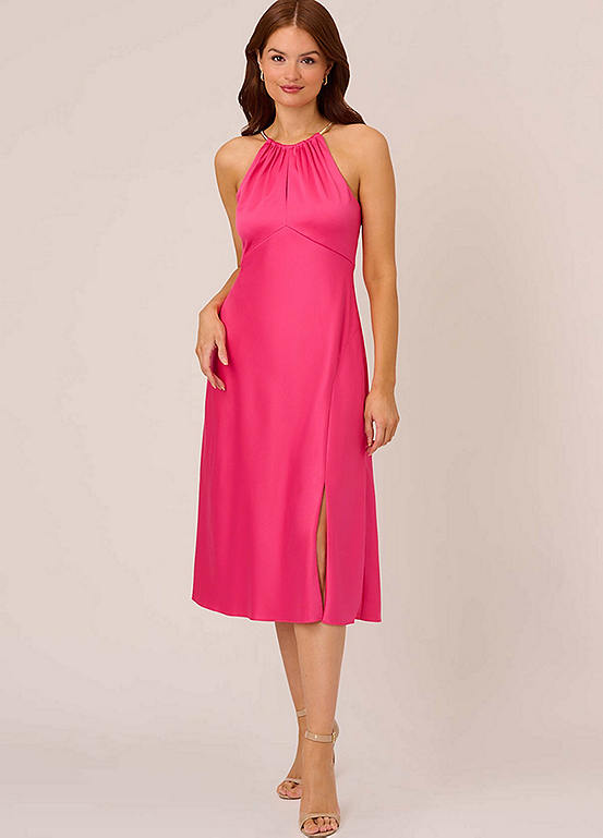 Adrianna Papell Satin Crepe Halter Dress | Freemans