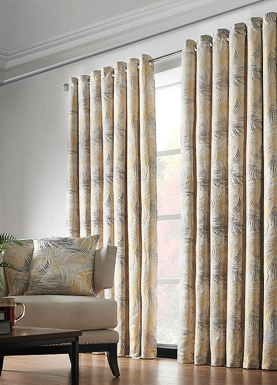 Alan Symonds Fiji Jacquard Pair of Lined Eyelet Curtains | Freemans