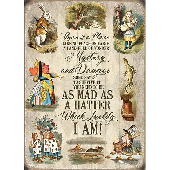 Alice in Wonderland - As Mad as a Hatter Metal Sign