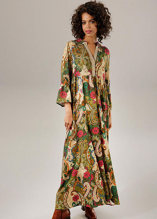 Aniston Floral Print Three-Quarter Length Sleeve Maxi Dress | Freemans