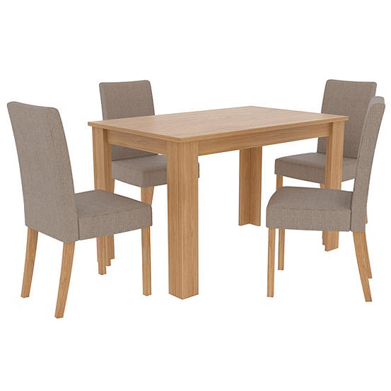 Atlanta Oak Effect Wood Dining Table 4 Anna Twill Fabric Dining