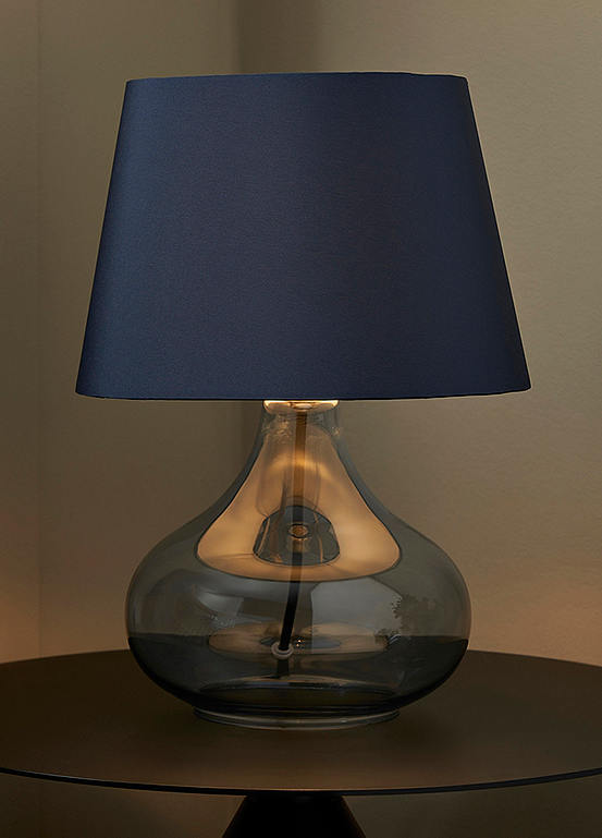 BHS Clarise Glass Cobalt Blue Table Lamp | Freemans