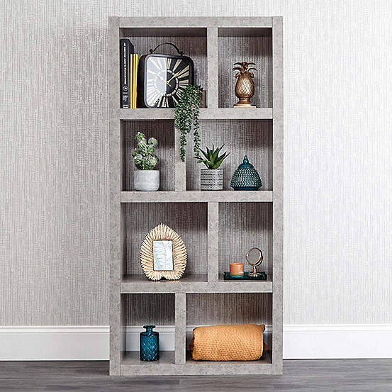 Bloc Concrete Effect Tall Open Shelving Unit Freemans