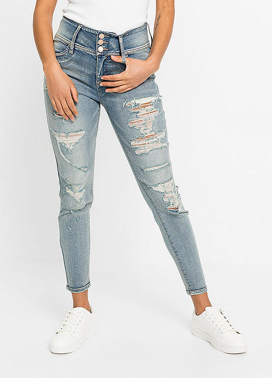 bonprix Destroyed Effect Skinny Jeans | Freemans