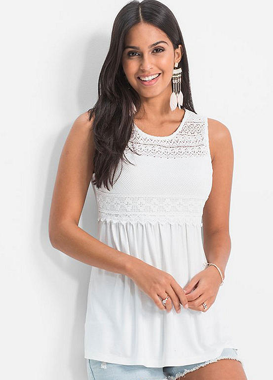bonprix Lace Yoke Tank Top Freemans