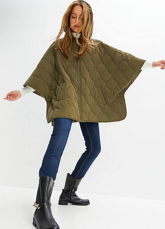 bonprix Zip Through Quilted Poncho Freemans