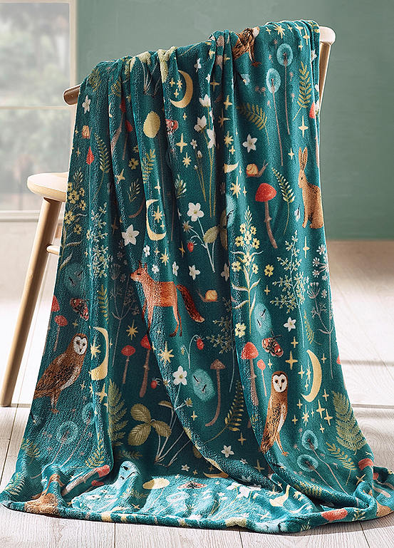Catherine Lansfield Enchanted Twilight Animals Wende-Bettwäsche-Set für Doppelbett mit Kissenbezügen, Marineblau