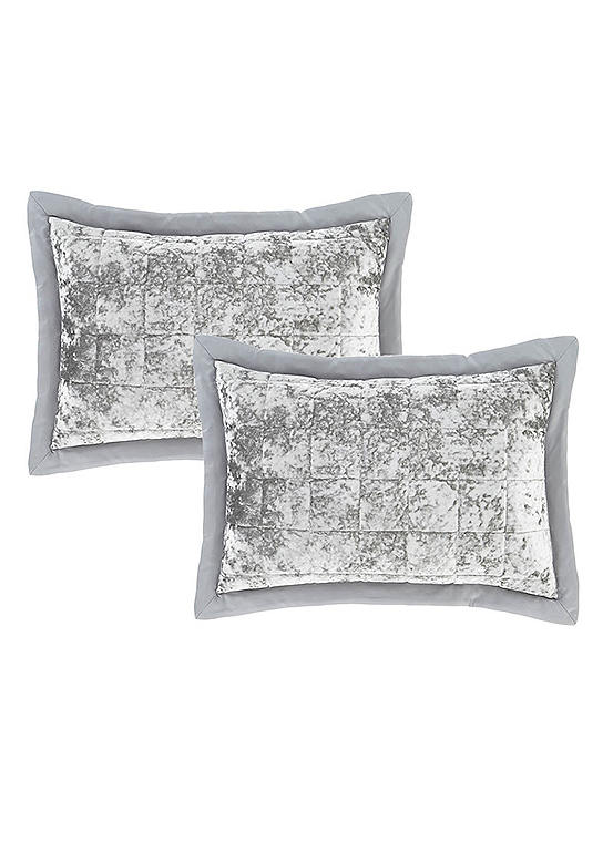 Catherine Lansfield Silver Crushed Velvet Pair of Pillowshams Freemans