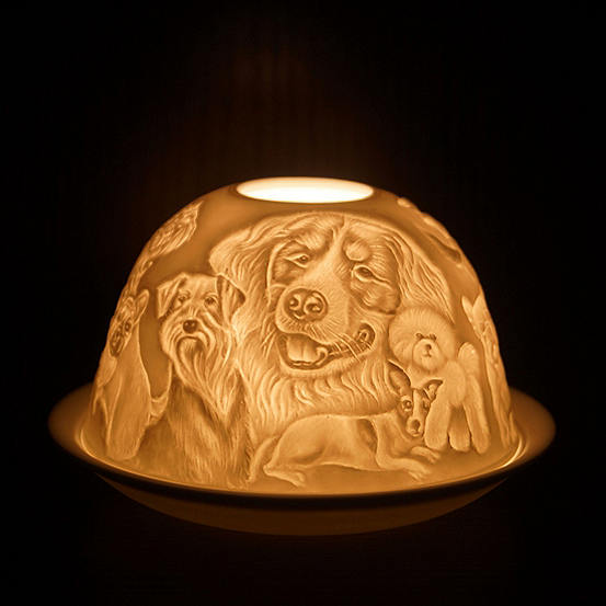 Cello Dogs Porcelain Tea Light Dome Freemans