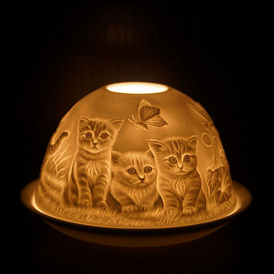 Cello Kittens Porcelain Tea Light Dome Freemans