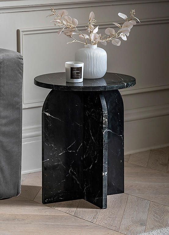 Chic Living Amalfi Marble Side Table Freemans