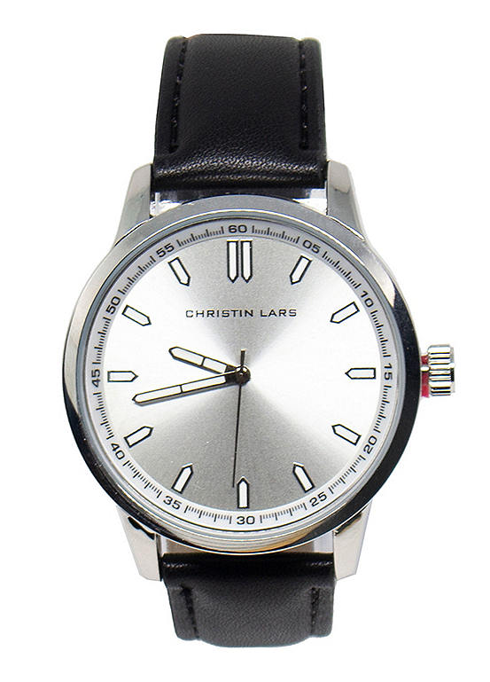 Christin Lars Mens Watch with Black Strap Freemans