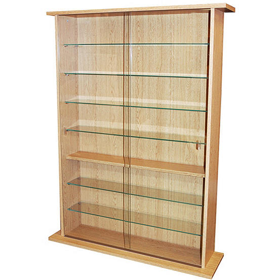 Collectables Glass Display Cabinet, Sliding Door Dvd Cabinet