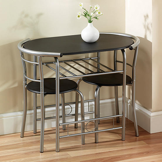 Compact Space Saving Table 2 Chairs, Small Black Dining Table And 2 Chairs