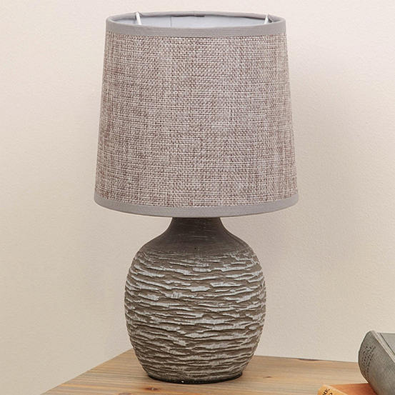 Dark Grey Textured Cement Finish Lamp, Dark Grey Linen Lamp Shade