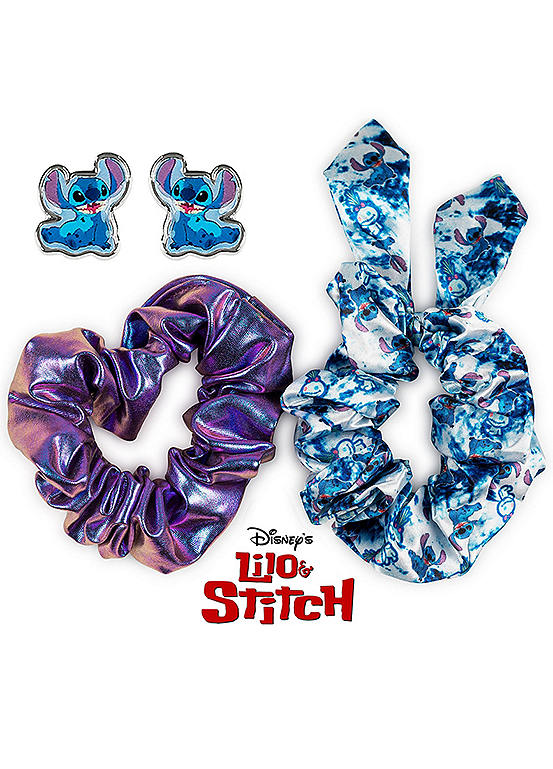 Disney & Stitch Blue Scrunchie Stud Earrings set | Freemans