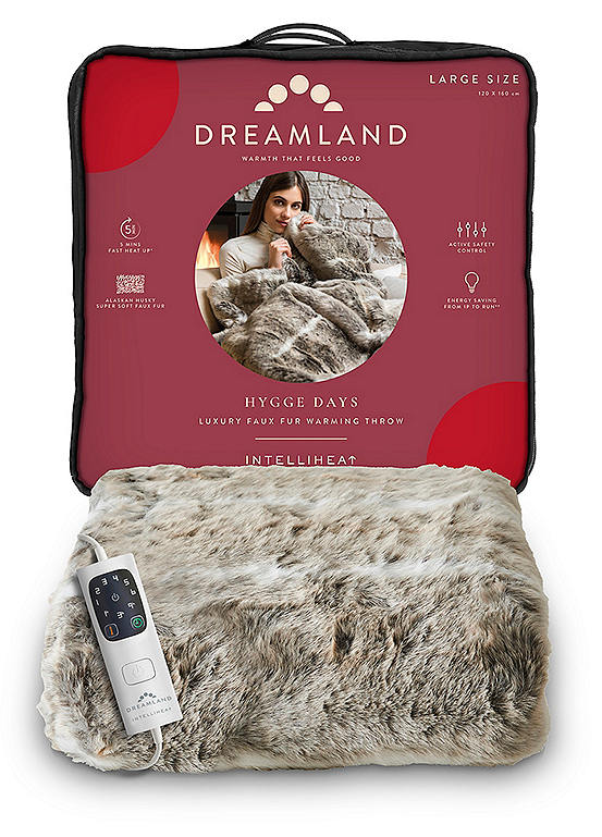 Dreamland Heated Faux Fur Alaskan Husky Throw Freemans