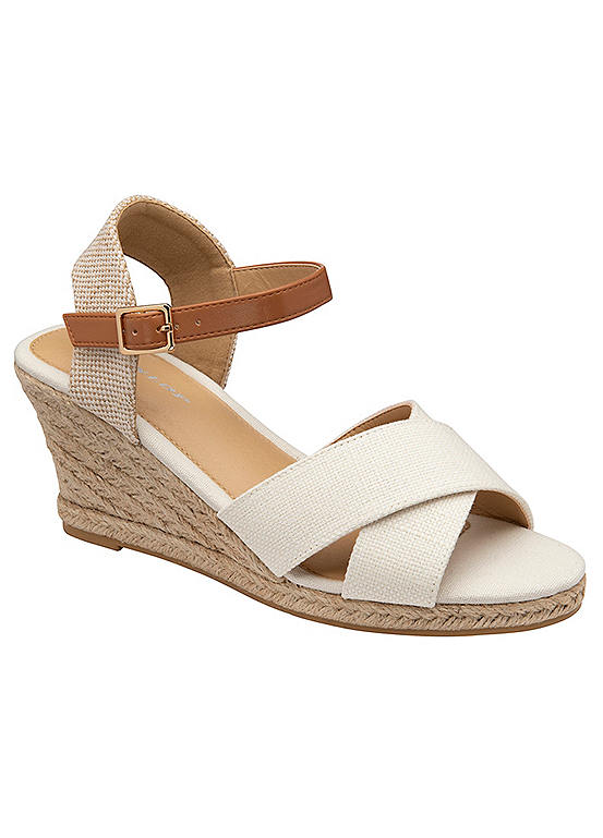 Dunlop White Natalie Wedge Open Toe Sandals | Freemans