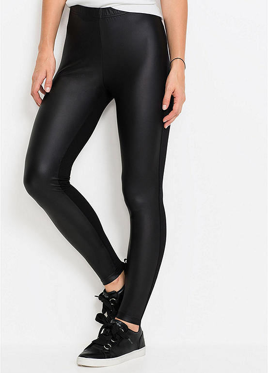 Elasticated Waist Faux Leather Leggings by bonprix | Freemans