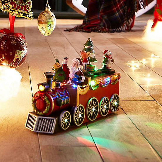 Festive 24 cm Lit Christmas Train with Music Freemans