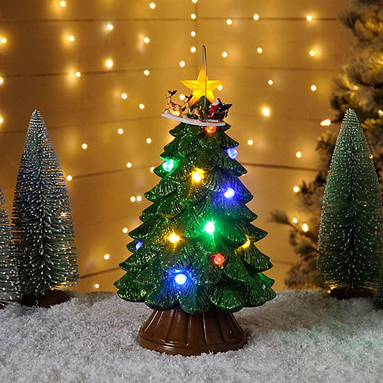 Festive 32 cm LED Turning Tree with Sleigh | Freemans