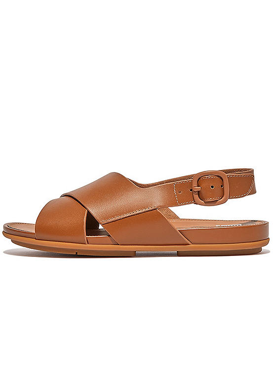 Fitflop Gracie Tan Leather Crisscross Back-Strap Sandals | Freemans