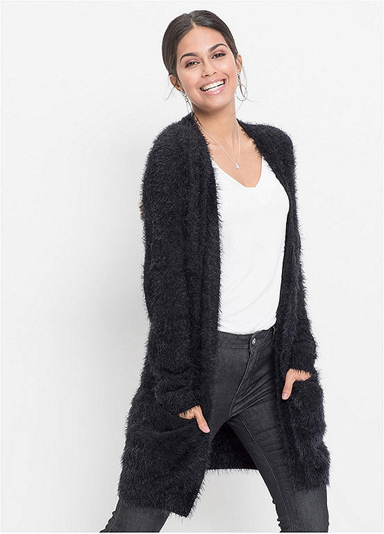 longline fuzzy cardigan