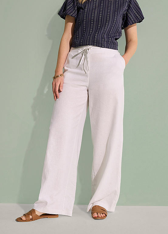Freemans White Linen Trousers Freemans
