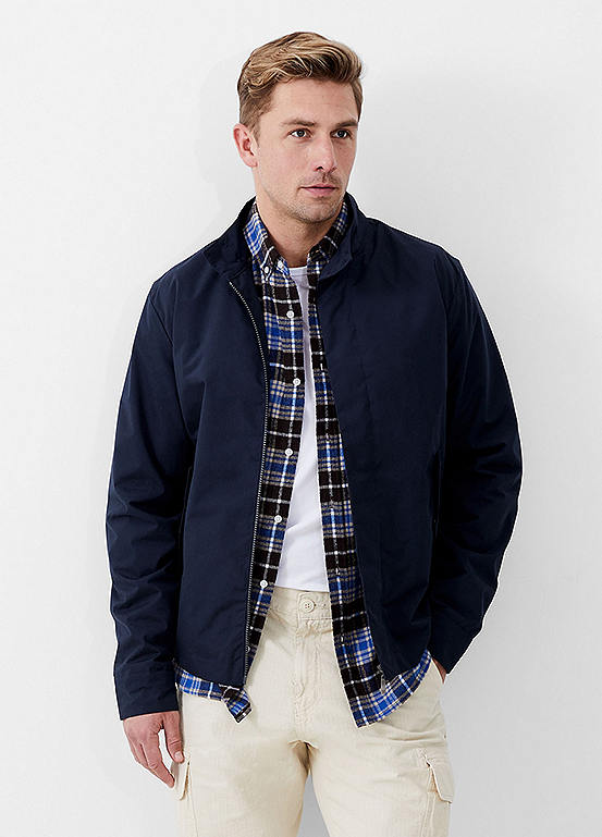 1990'S Eddie Bauer Check Pattern Lined Harrington Jacket Swing Top Men's Size L (Equivalent) Vintage polyester Navy blue Vintage Second Hand