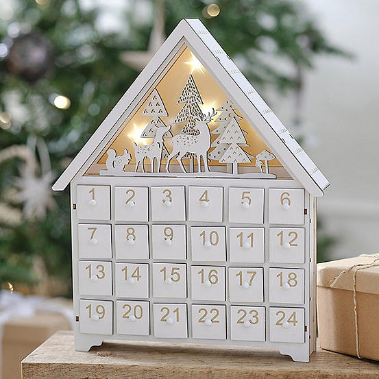 Ginger Ray Wooden Light Up Christmas Advent Calendar Freemans