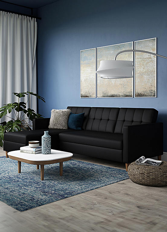 Hartford Sectional Storage Sofa Bed - Faux Leather | Freemans